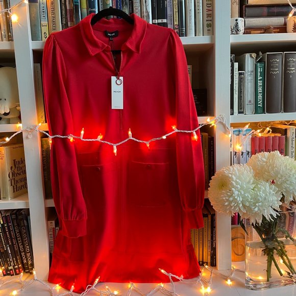 Sporty Red Ponte Shift Dress with Ponte Jersey Tailoring - Picture 3 of 6